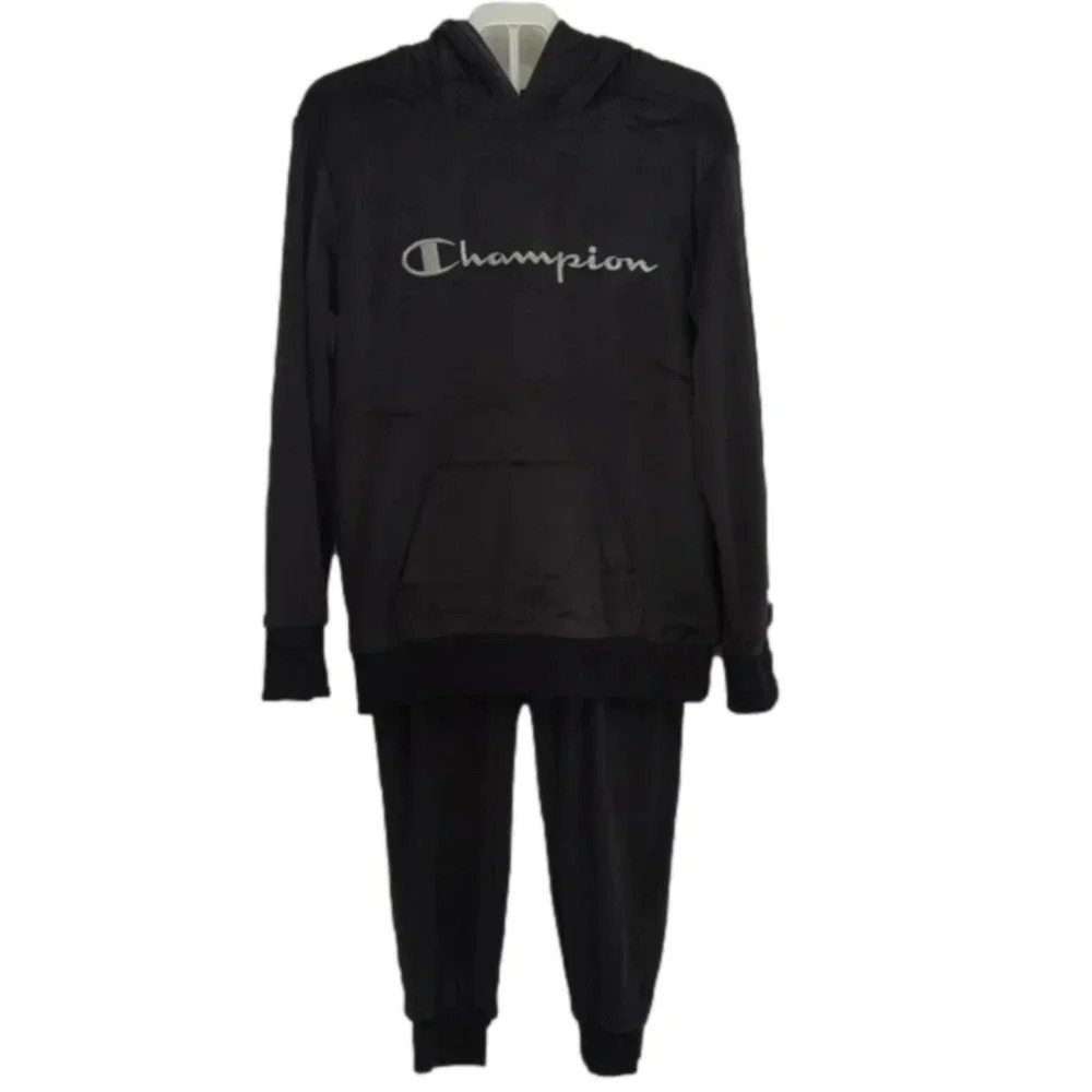 GIRLS champion velour hoodie and jogger set